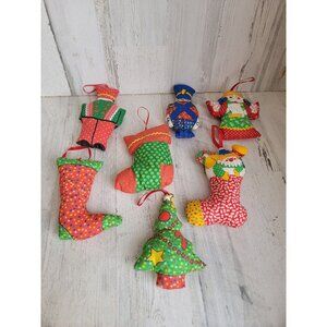 Vintage Patchwork stocking solider angel plush ornament Xmas set‎